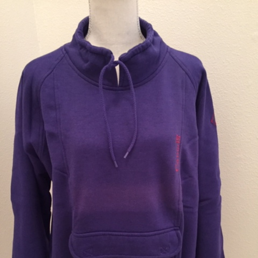 Purple Turtleneck Sweatshirt with Front Pouch